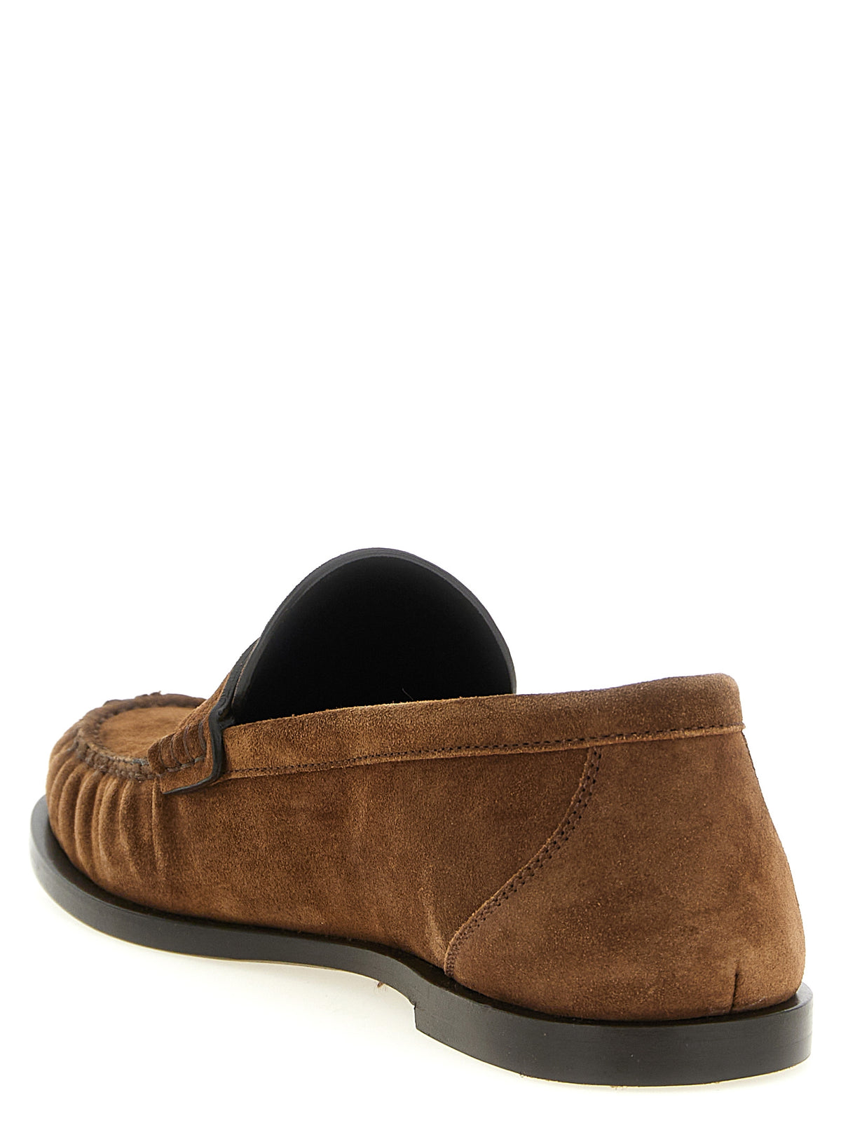 Saint Laurent Brown Calfskin Slip-On Loafers for Men
