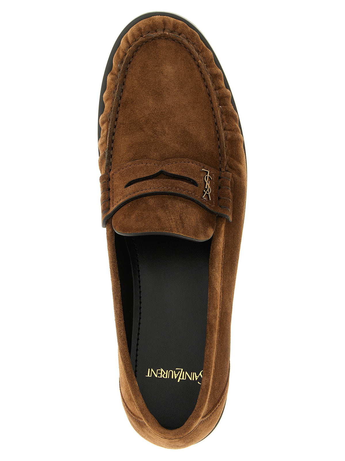 Saint Laurent Brown Calfskin Slip-On Loafers for Men