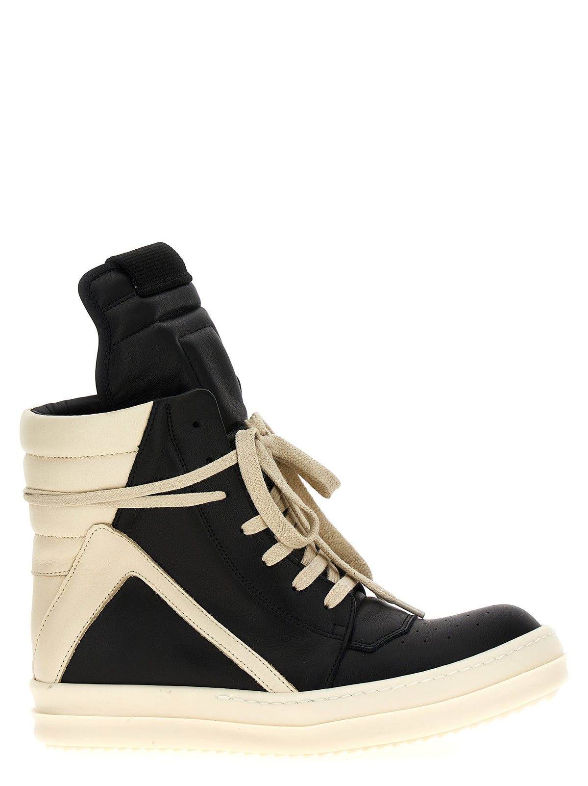 Rick Owens Bicolor Calfskin High Top Sneakers for Women