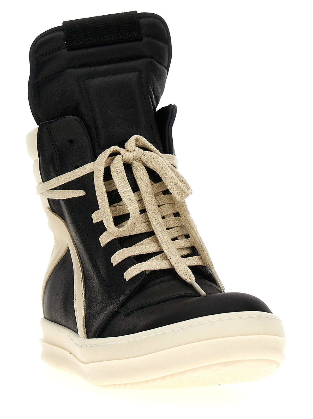 Rick Owens Bicolor Calfskin High Top Sneakers for Women