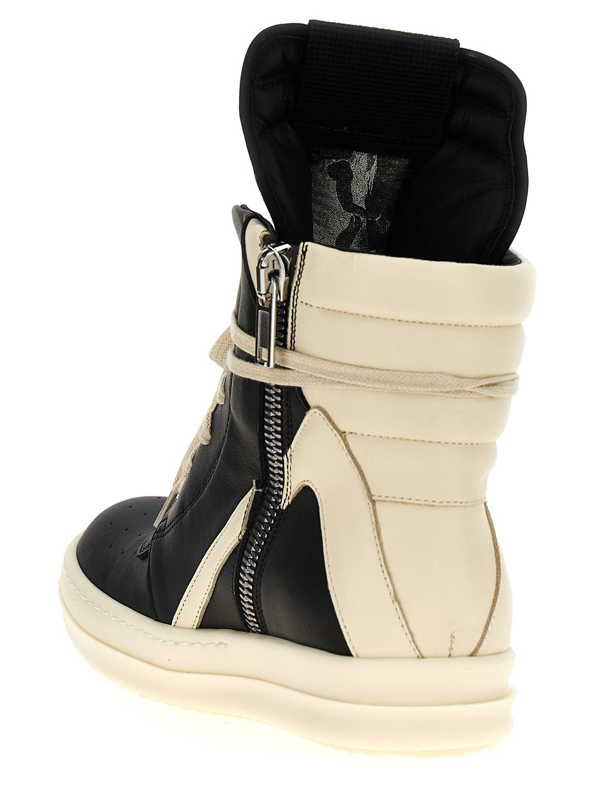 Rick Owens Bicolor Calfskin High Top Sneakers for Women