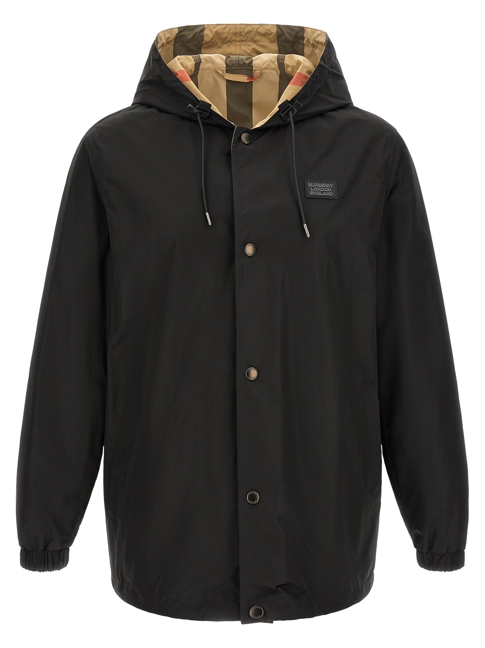 Burberry Black Polyester Coat for Men
