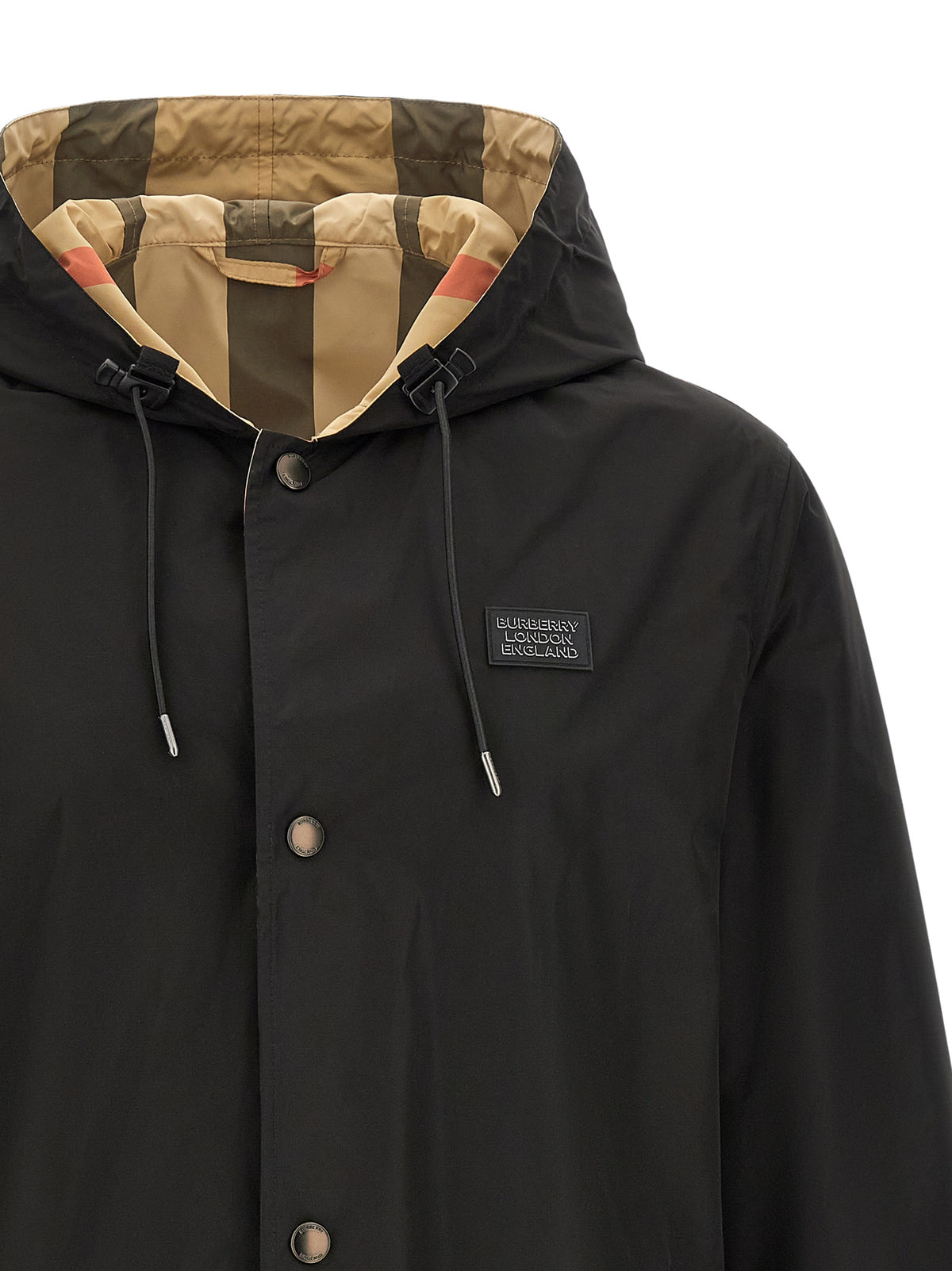 Burberry Black Polyester Coat for Men