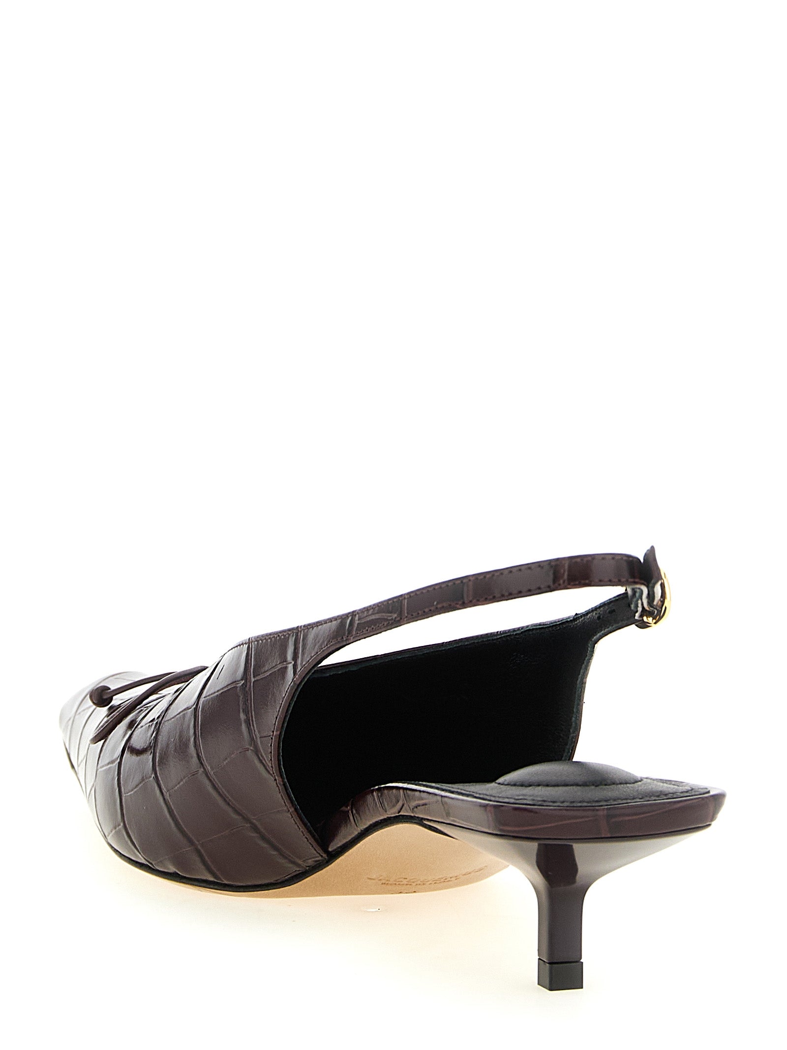 Jacquemus Bordeaux Calfskin Mid Heel Pumps
