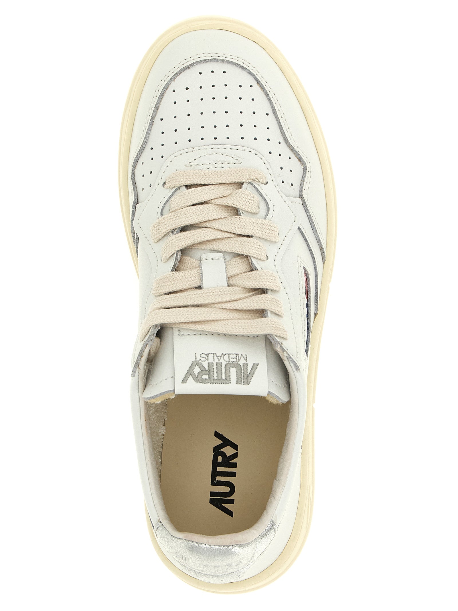 Autry Silver Cowhide Low Top Sneakers for Women