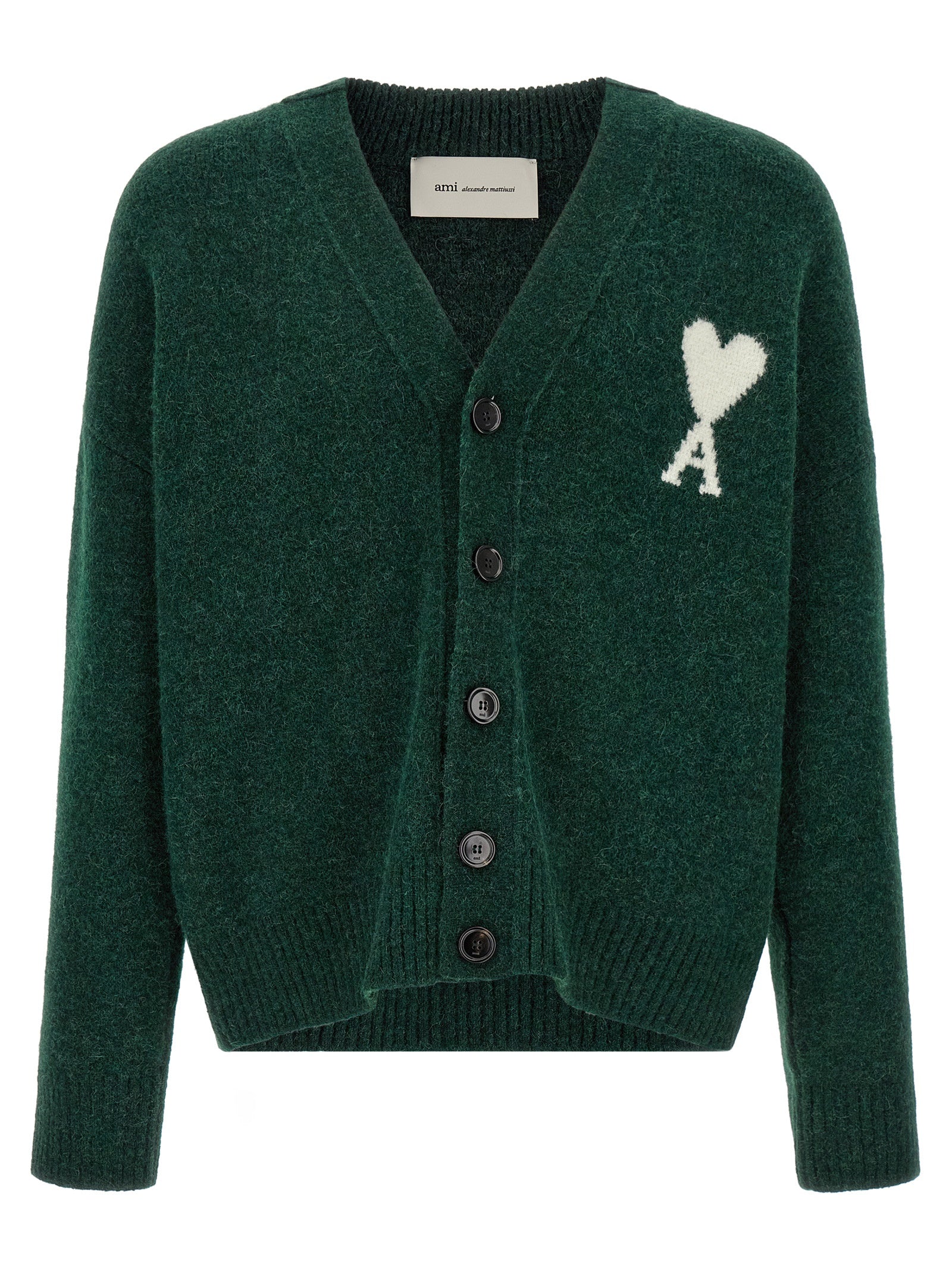 Ami Paris Bicolor Alpaca Leather Cardigan for Men