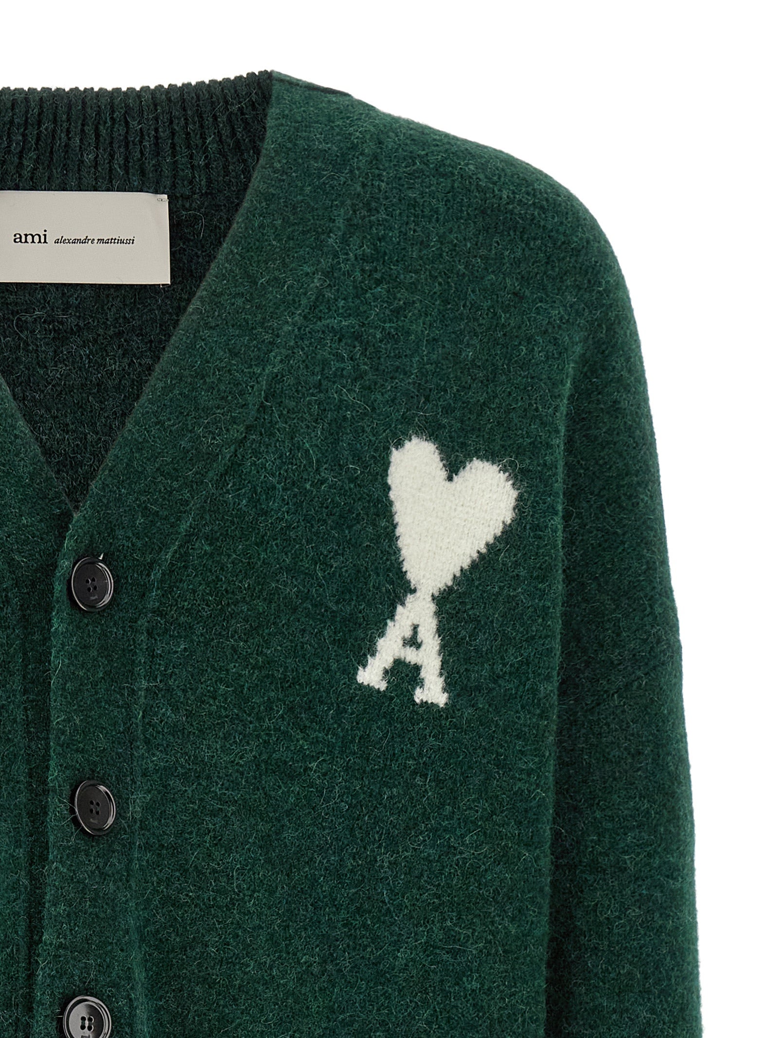 Ami Paris Bicolor Alpaca Leather Cardigan for Men