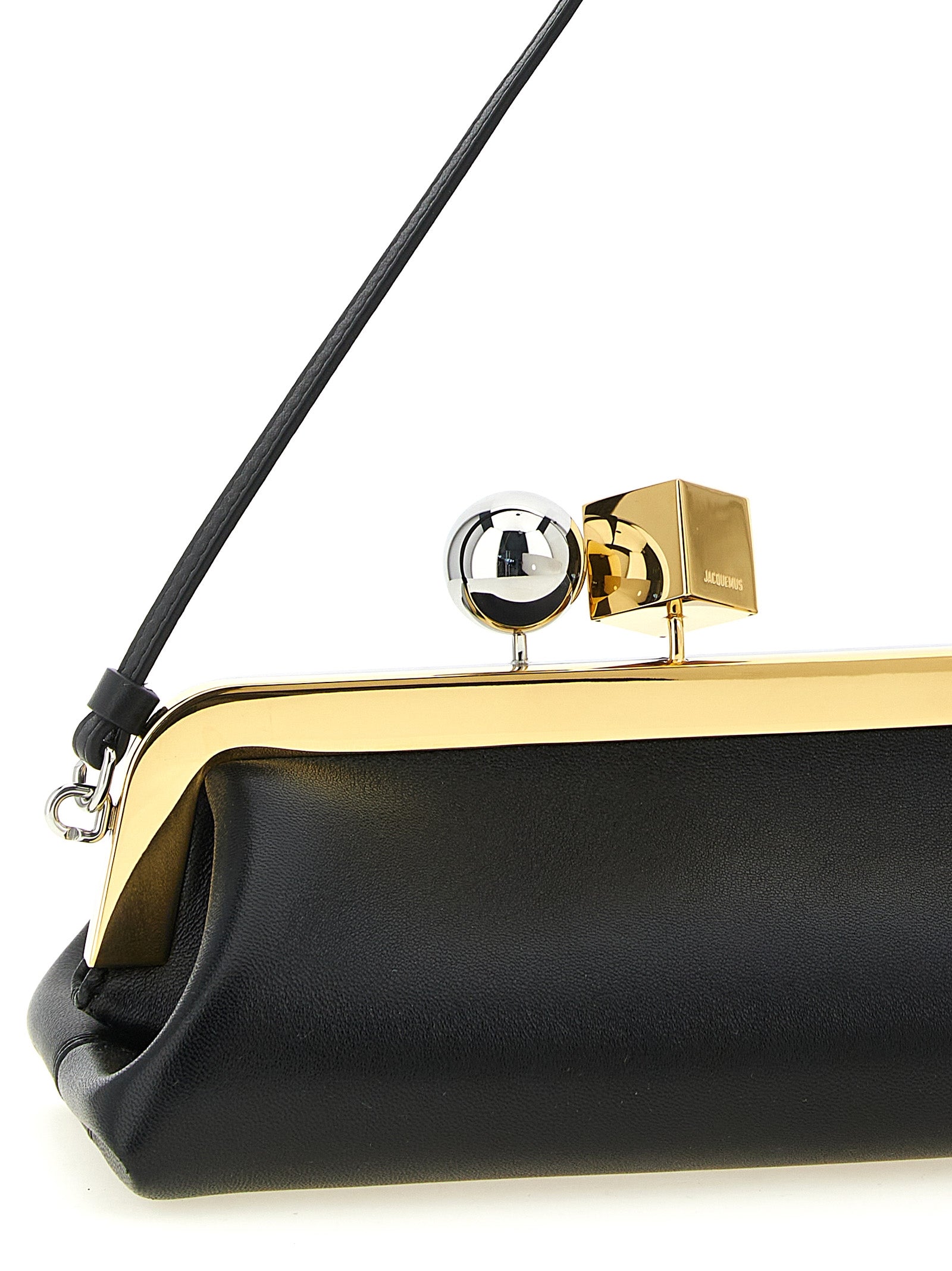 Jacquemus Black Lamb Leather Clutch Bag for Women