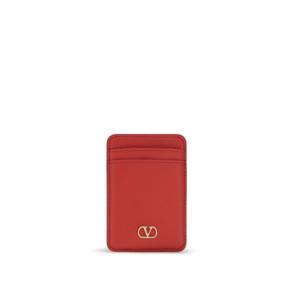 Valentino Garavani Red Calf Leather Bos Taurus Wallet for Women