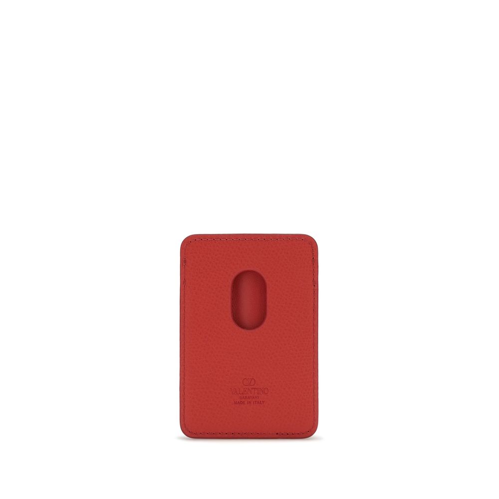 Valentino Garavani Red Calf Leather Bos Taurus Wallet for Women