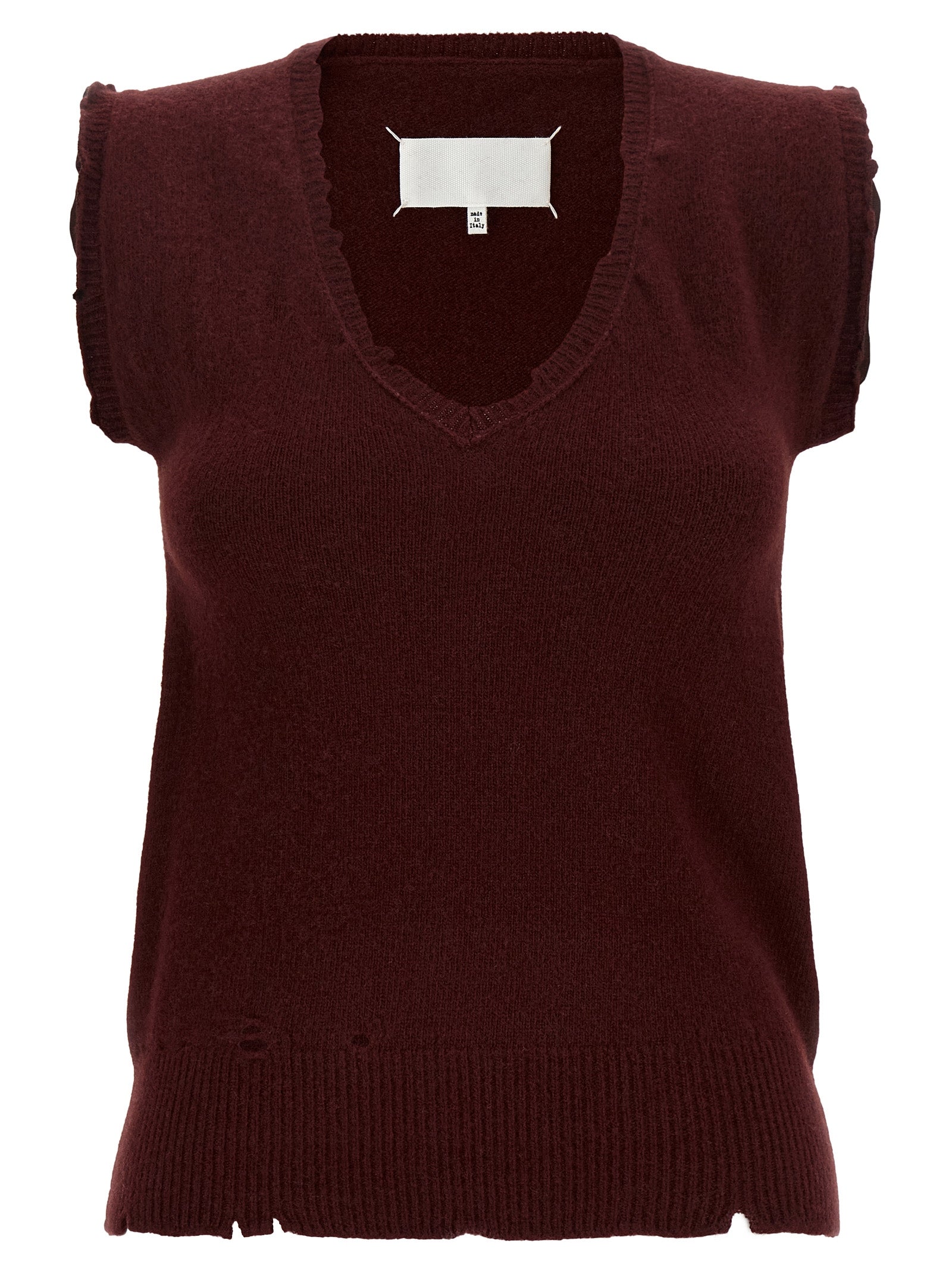Maison Margiela Bordeaux Virgin Wool Sleeveless Jacket for Women