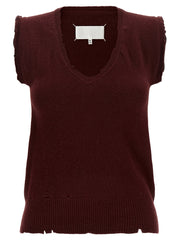 Maison Margiela Bordeaux Virgin Wool Sleeveless Jacket for Women