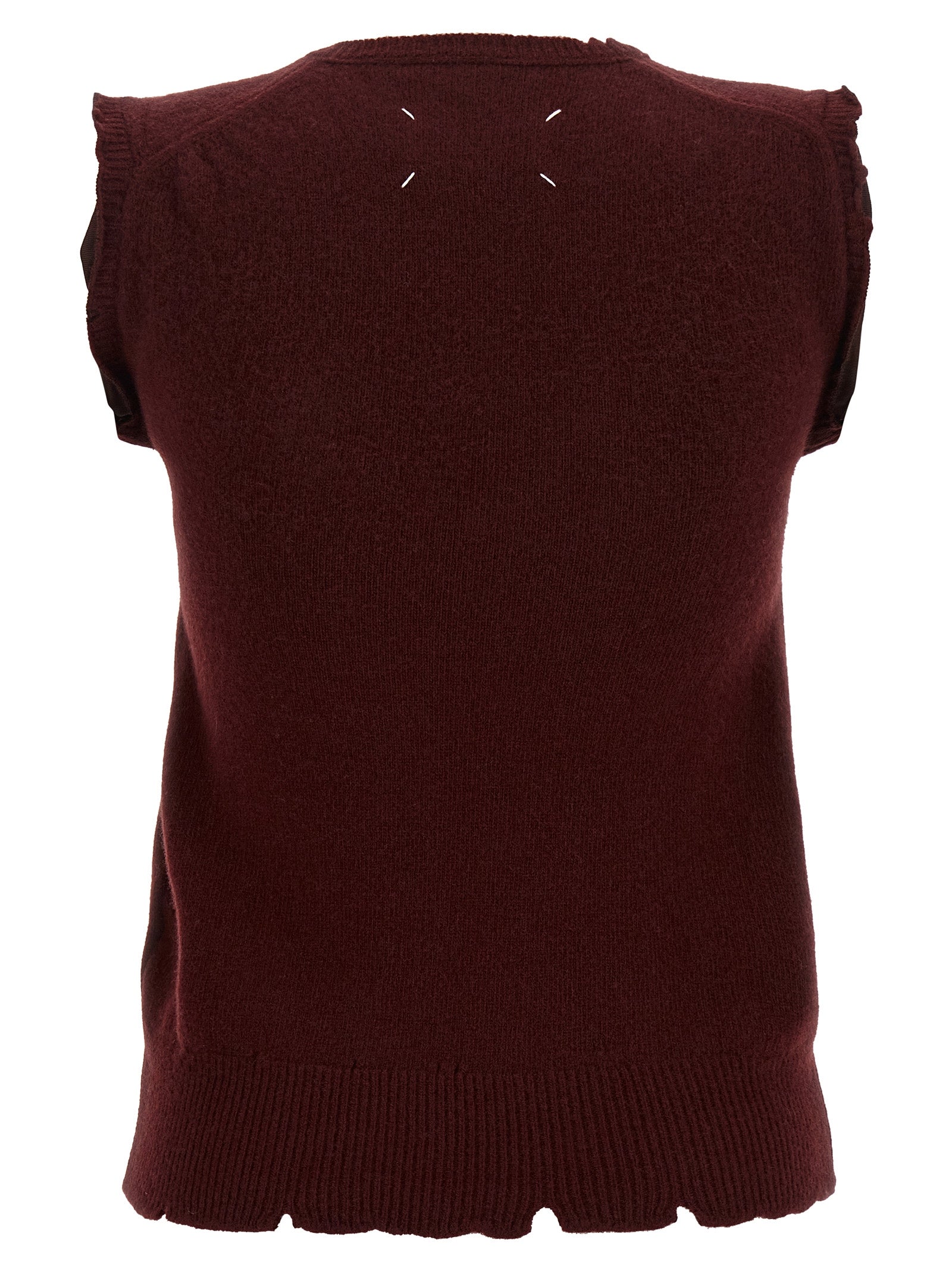 Maison Margiela Bordeaux Virgin Wool Sleeveless Jacket for Women