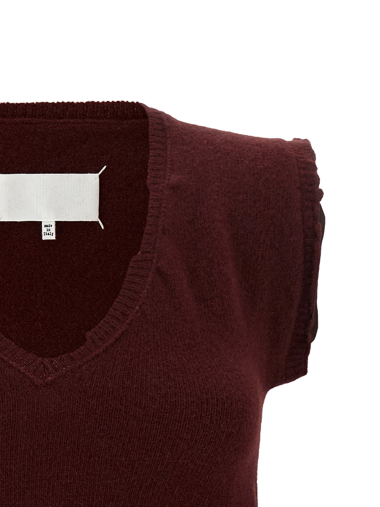 Maison Margiela Bordeaux Virgin Wool Sleeveless Jacket for Women