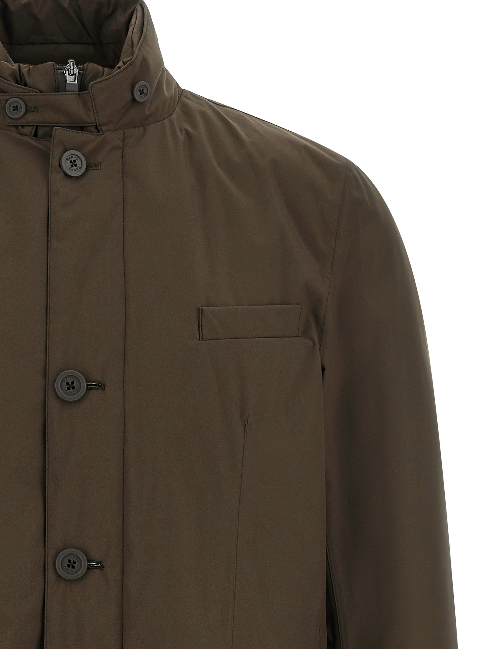 Herno Brown Polyester Full-Length Jacket for Men