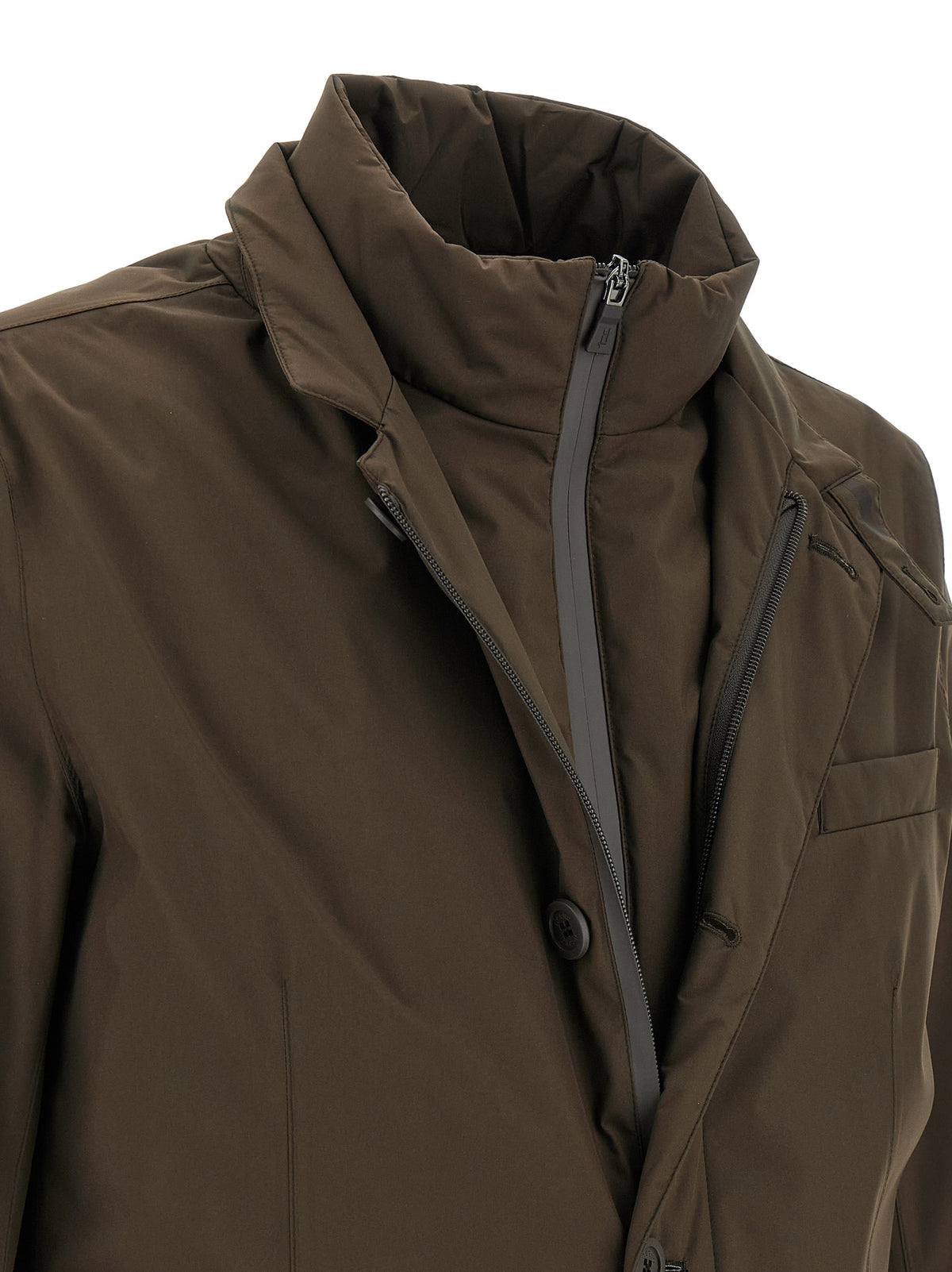 Herno Brown Polyester Full-Length Jacket for Men