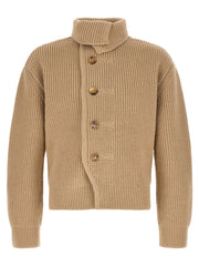 Dries Van Noten Beige Wool Cardigan for Men