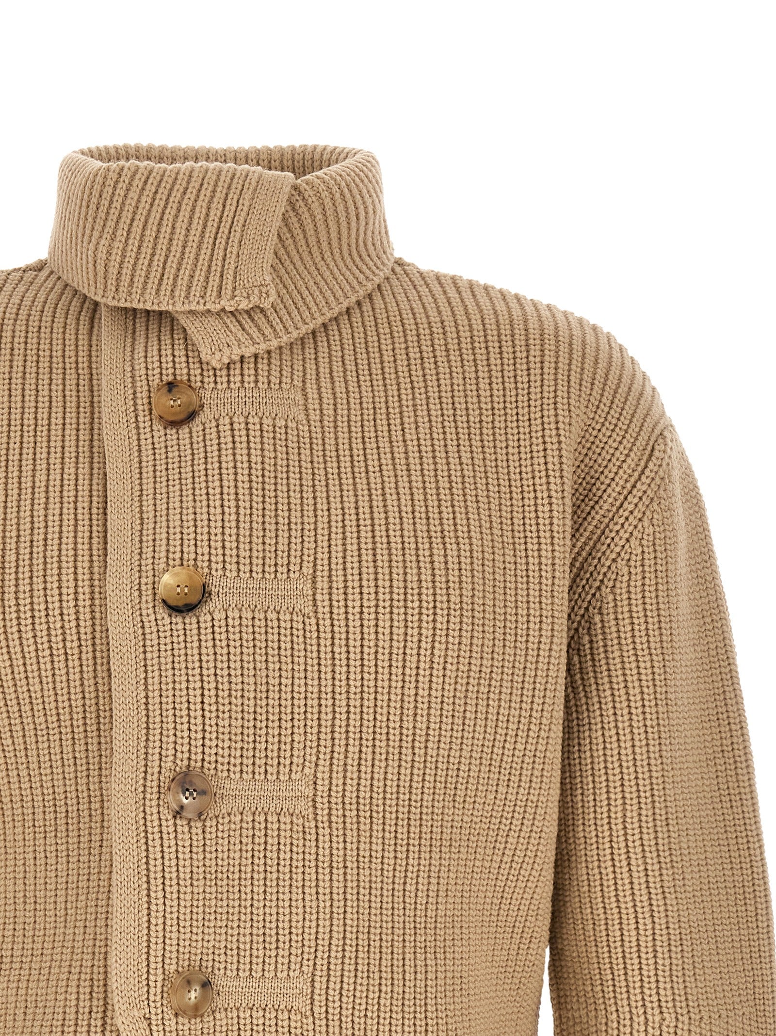 Dries Van Noten Beige Wool Cardigan for Men