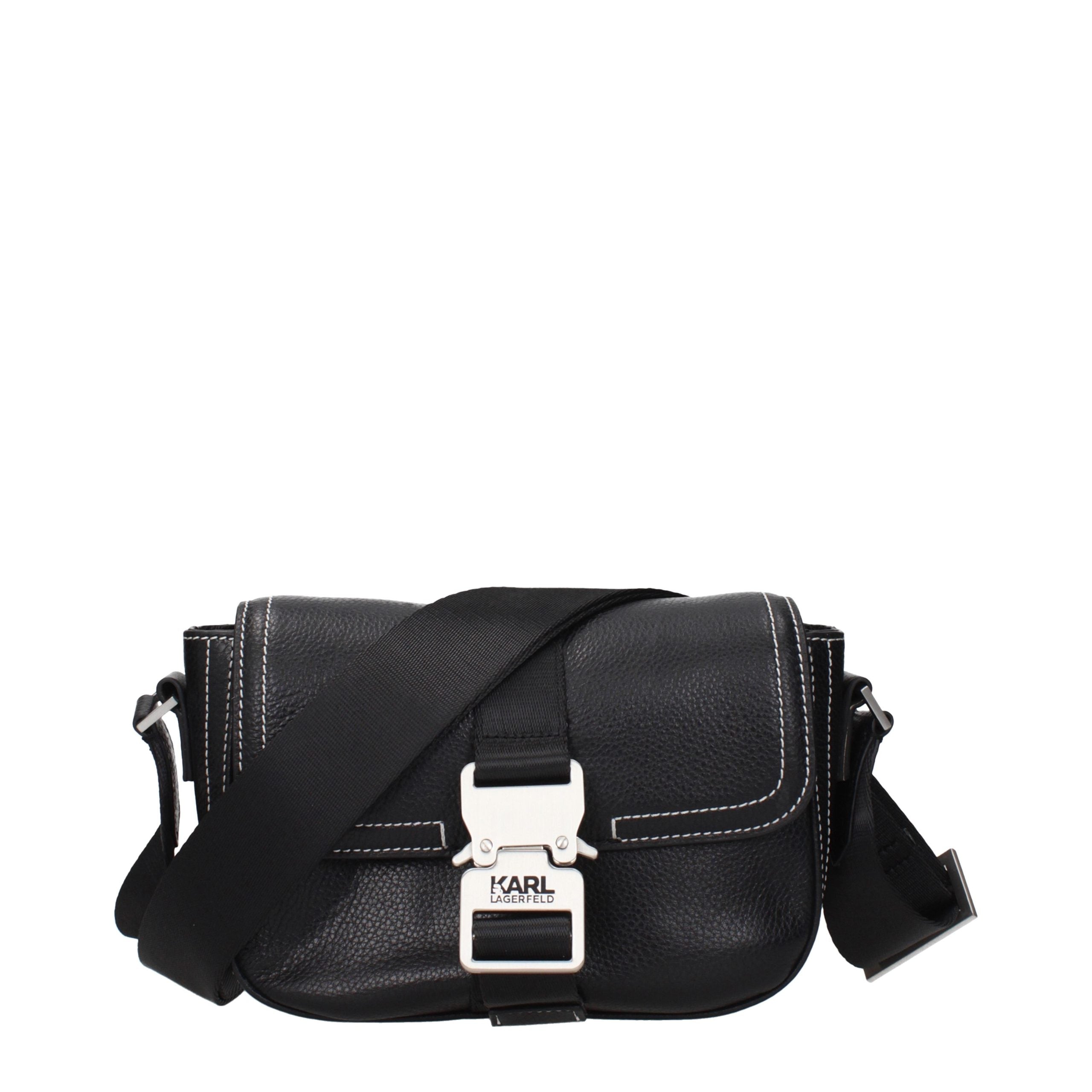 Karl Lagerfeld Black Leather Crossbody Bag for Women