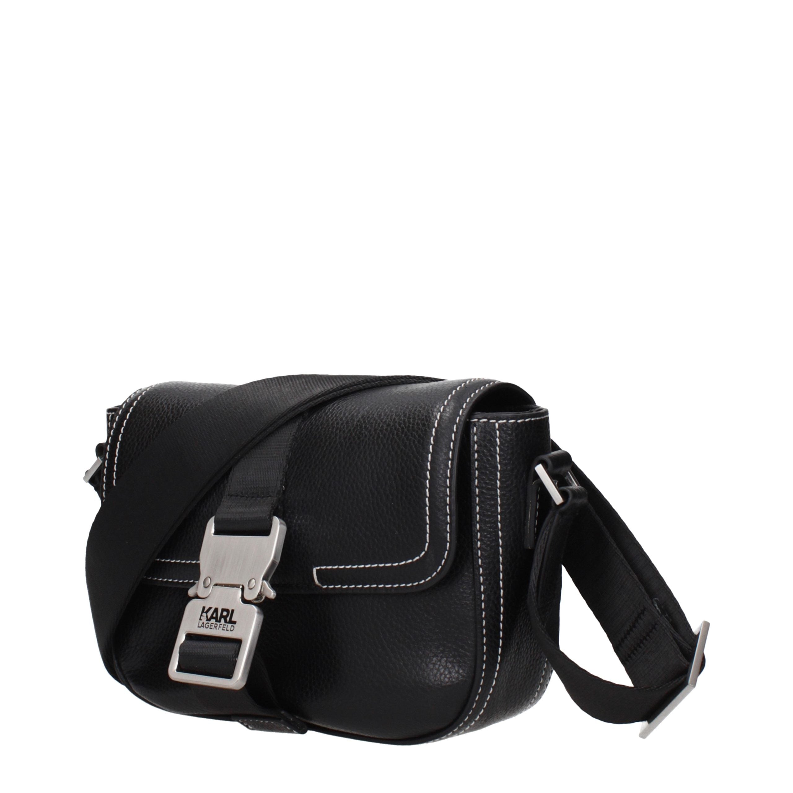 Karl Lagerfeld Black Leather Crossbody Bag for Women