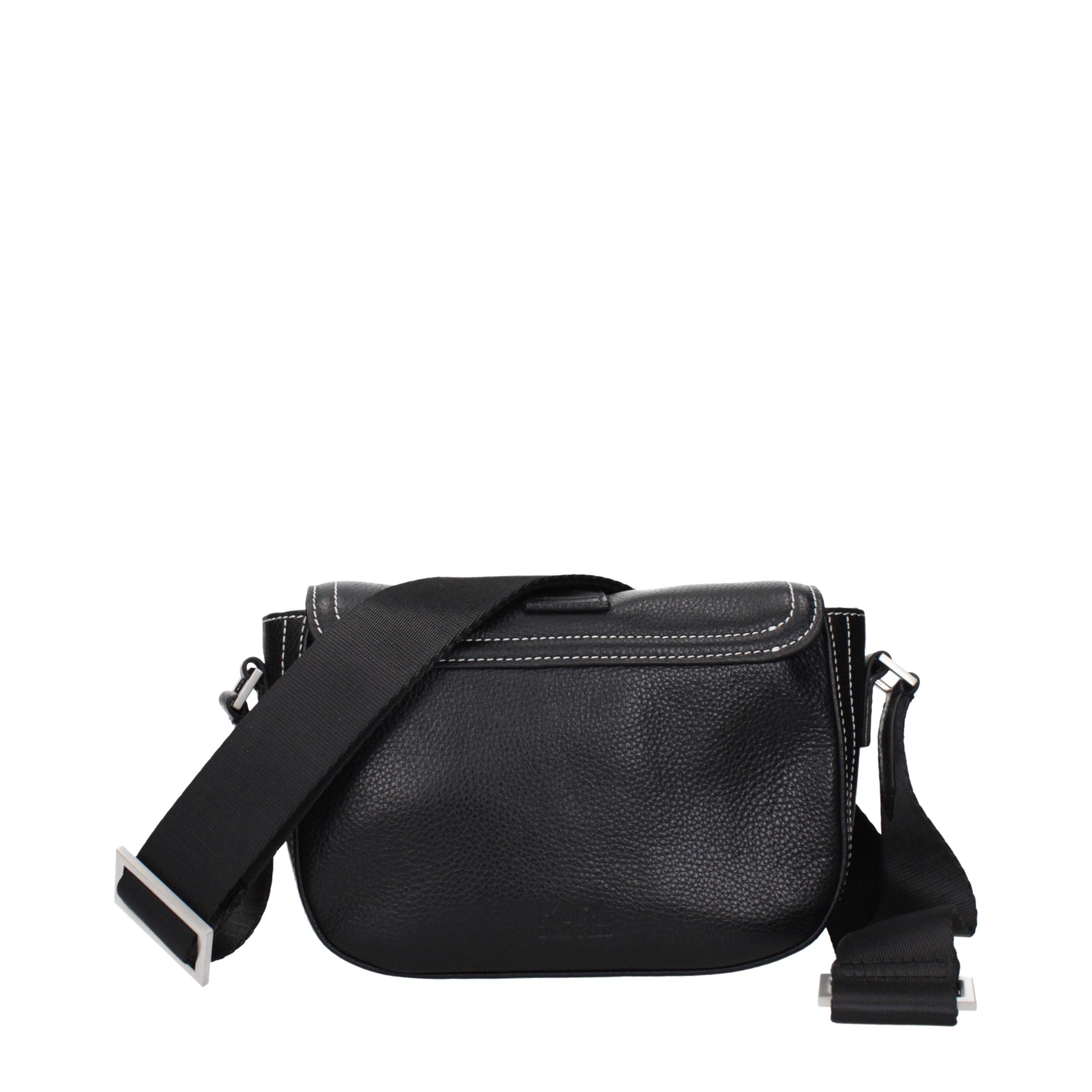 Karl Lagerfeld Black Leather Crossbody Bag for Women