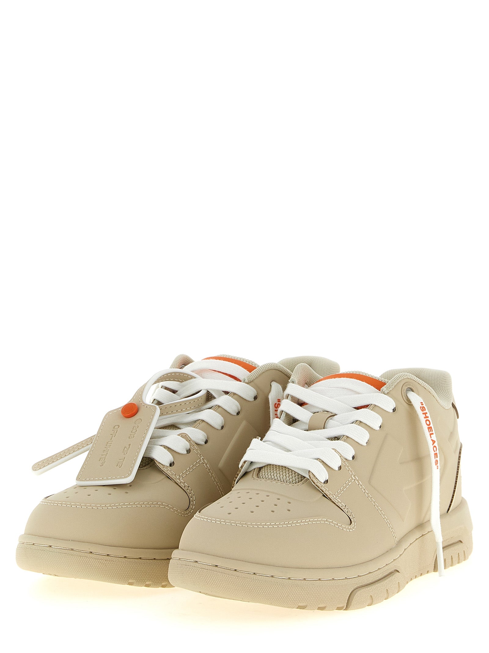 Off-White Beige Plastic Athletic Sneakers for Women