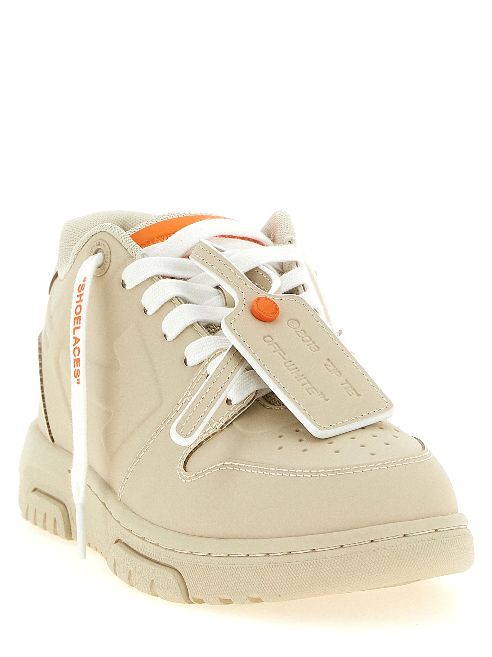 Off-White Beige Plastic Athletic Sneakers for Women