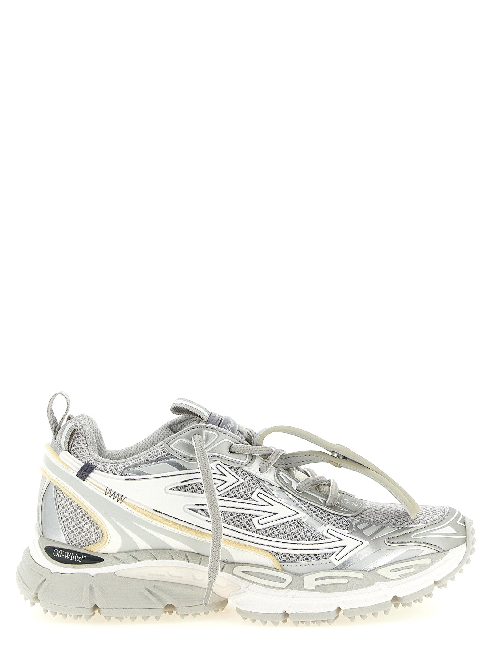 Off-White Gray Polyethylene Athletic Sneakers for Women