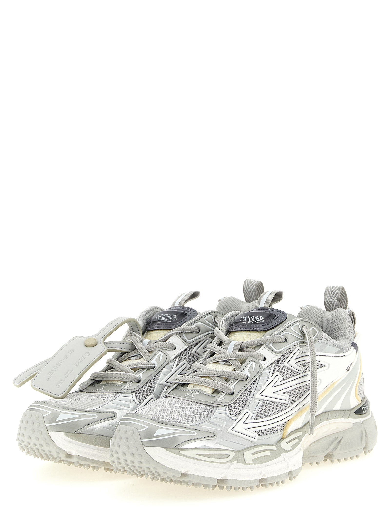 Off-White Gray Polyethylene Athletic Sneakers for Women