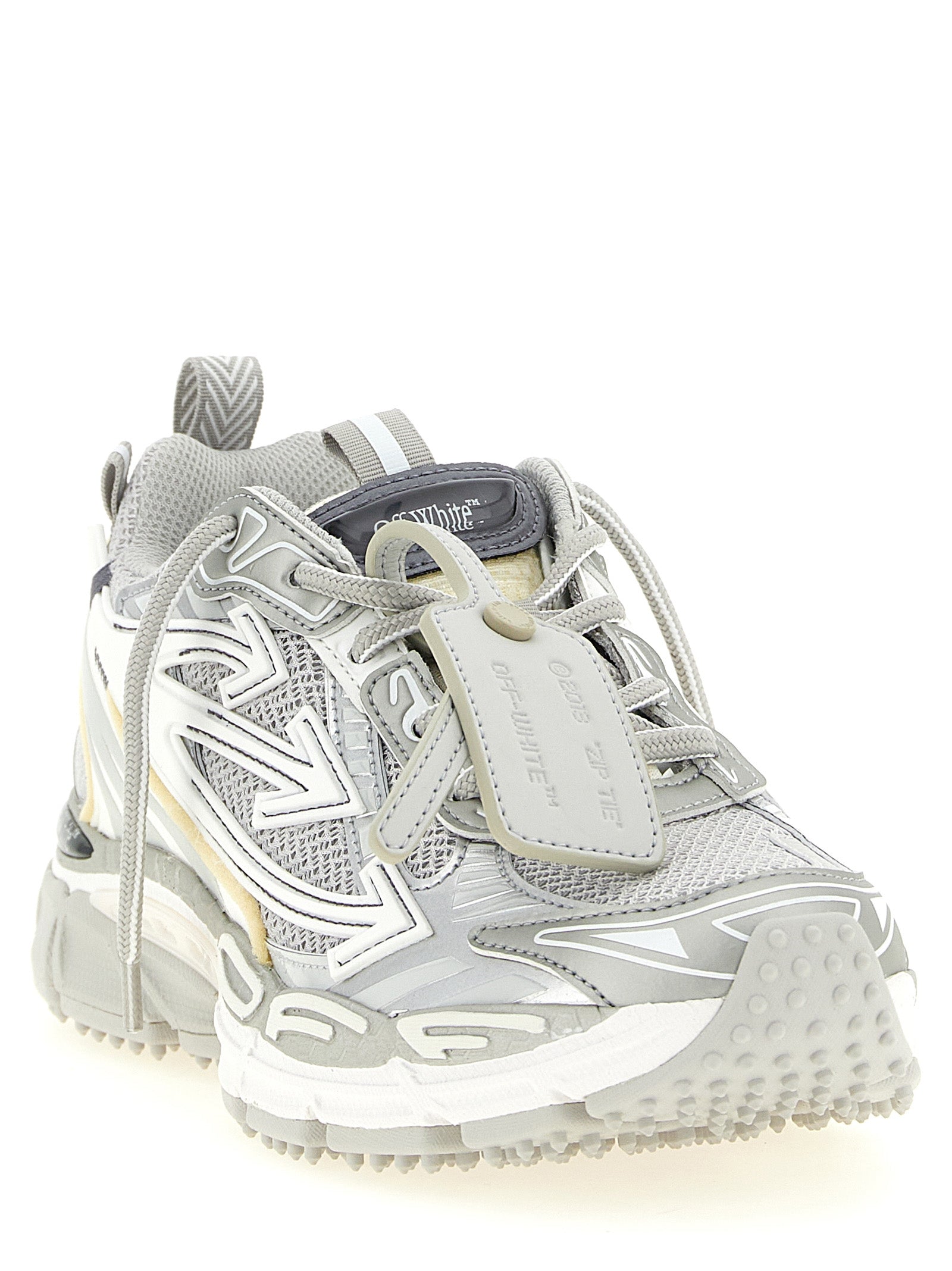Off-White Gray Polyethylene Athletic Sneakers for Women