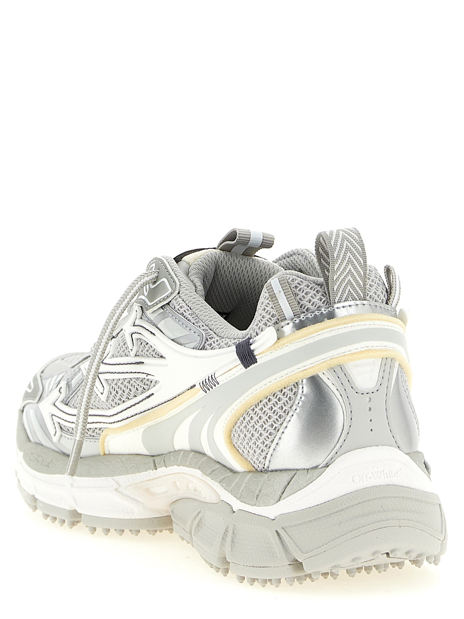 Off-White Gray Polyethylene Athletic Sneakers for Women