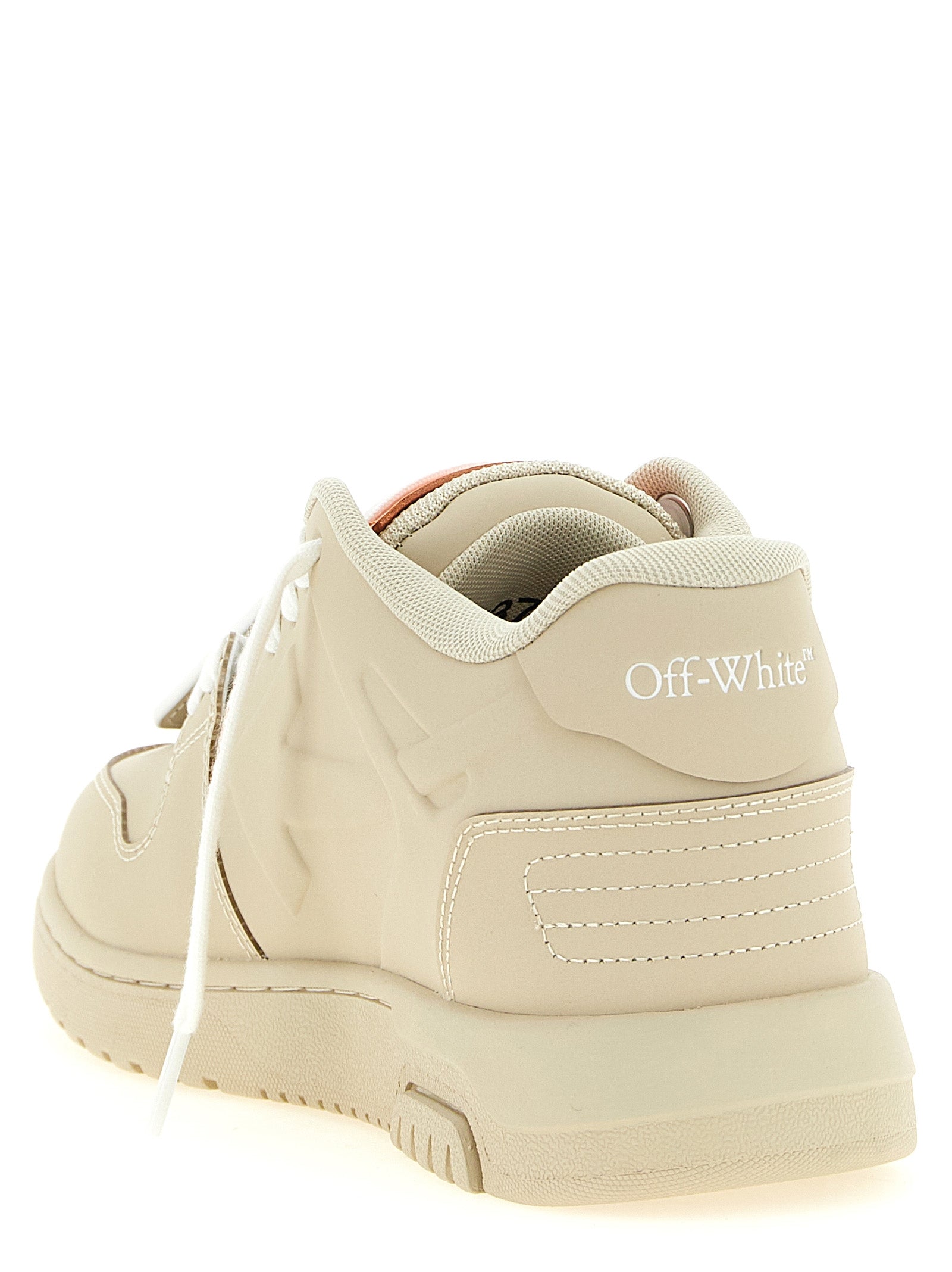 Off-White Beige Plastic Athletic Sneakers for Women