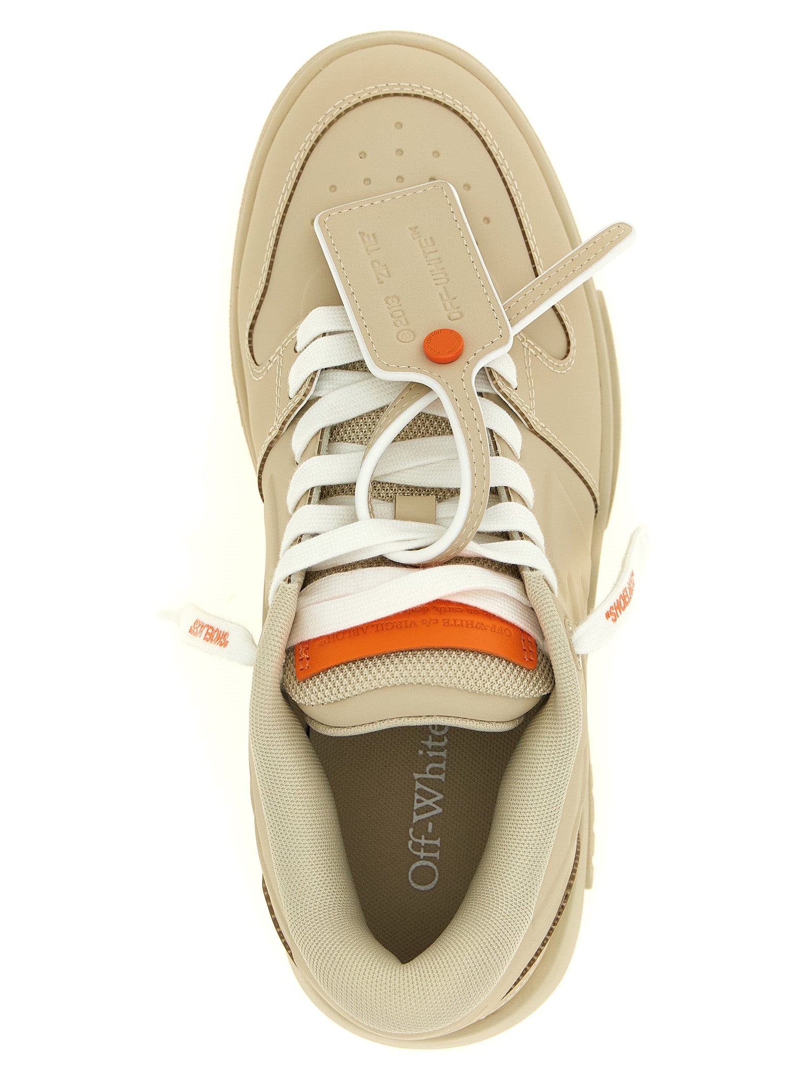 Off-White Beige Plastic Athletic Sneakers for Women
