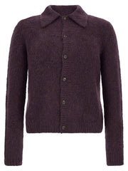 Dries Van Noten Purple Wool Cardigan