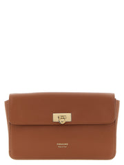 Ferragamo Brown Calfskin Clutch Bag
