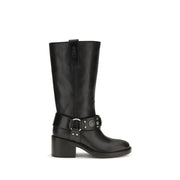 Chloé Black Calf Leather Bos Taurus Flat Boots