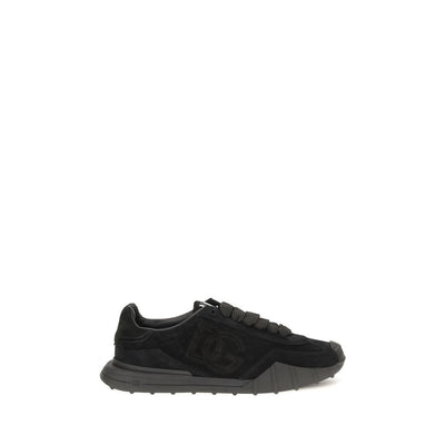Dolce & Gabbana Black Calf Leather Bos Taurus Athletic Sneakers for Men