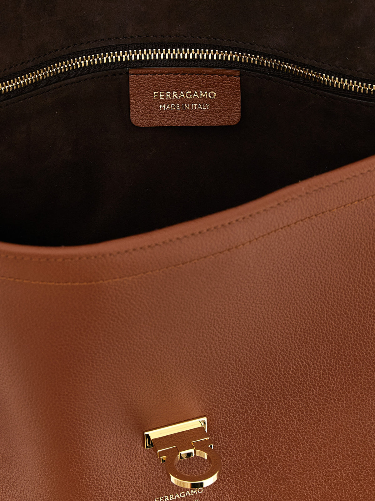 Ferragamo Brown Calfskin Shoulder Bag for Women