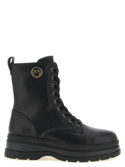 PINKO Black Cowhide Lace-Up Boots for Women