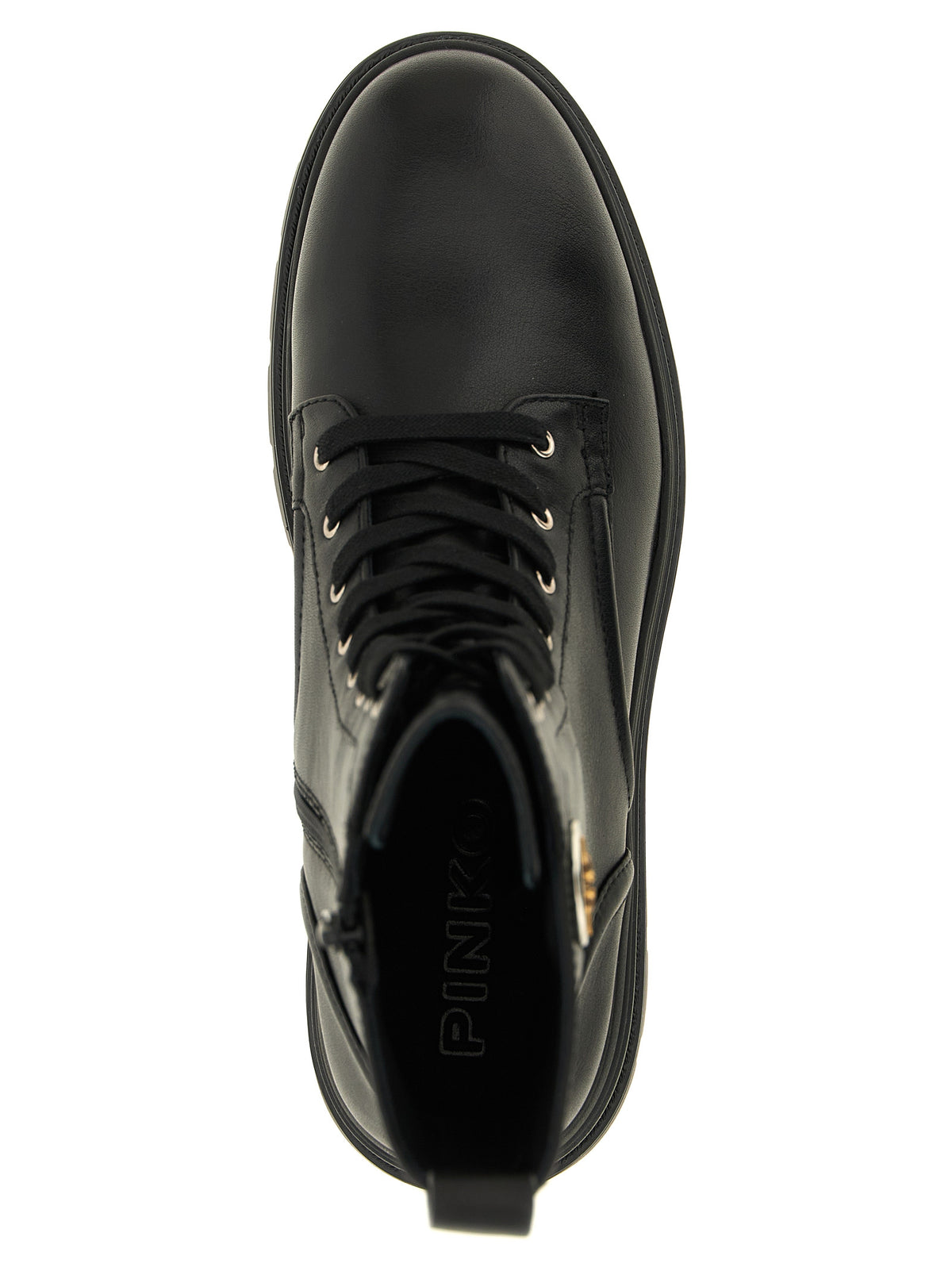 PINKO Black Cowhide Lace-Up Boots for Women
