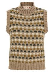 Marni Beige Wool Sleeveless Jacket