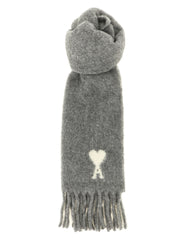 Ami Paris Gray Alpaca Leather Foulard