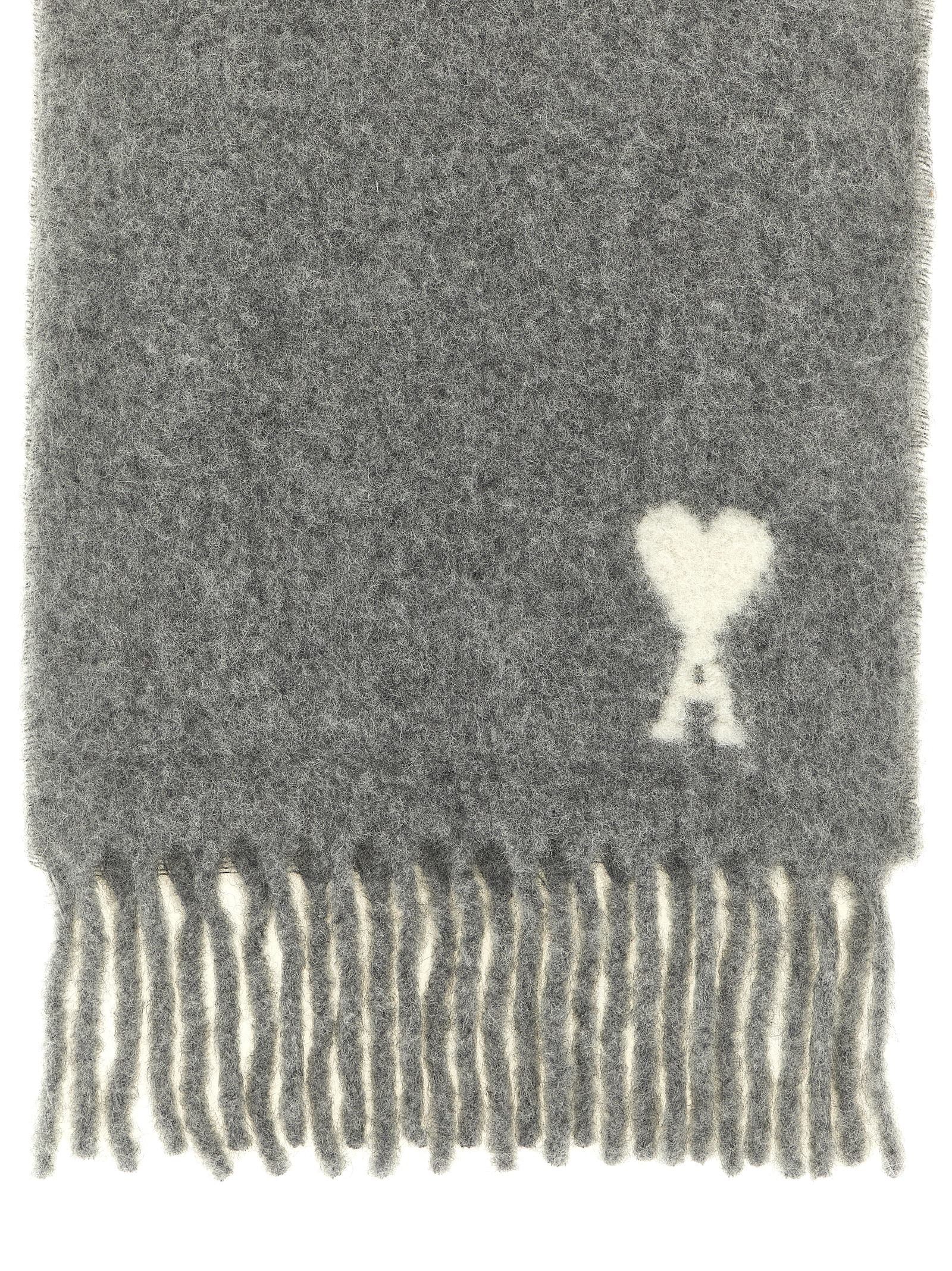 Ami Paris Gray Alpaca Leather Foulard