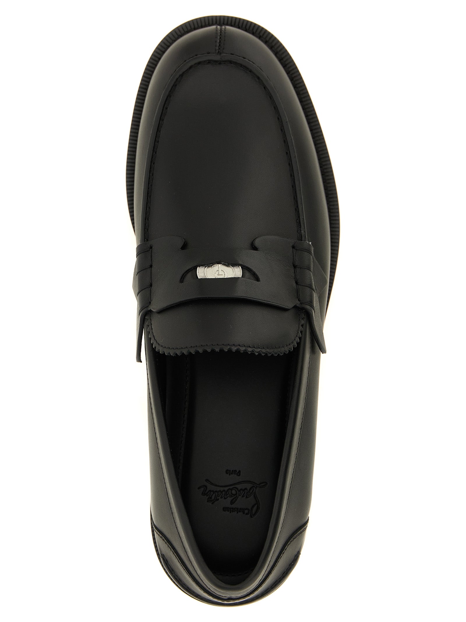 Christian Louboutin Black Calfskin Slip-On Loafers for Men