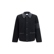 Thom Browne Black Wool Oves Aries Biker Jacket