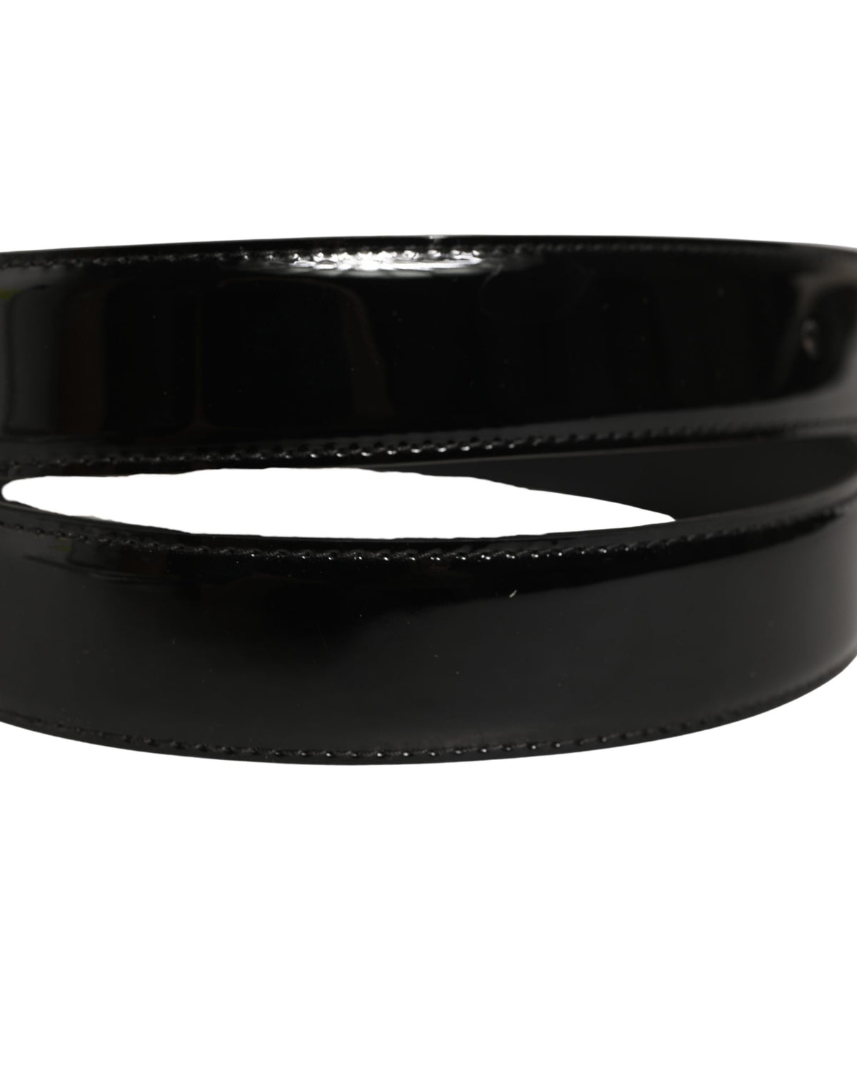 Dolce & Gabbana Black Patent Leather Gold Metal Buckle Belt for Men