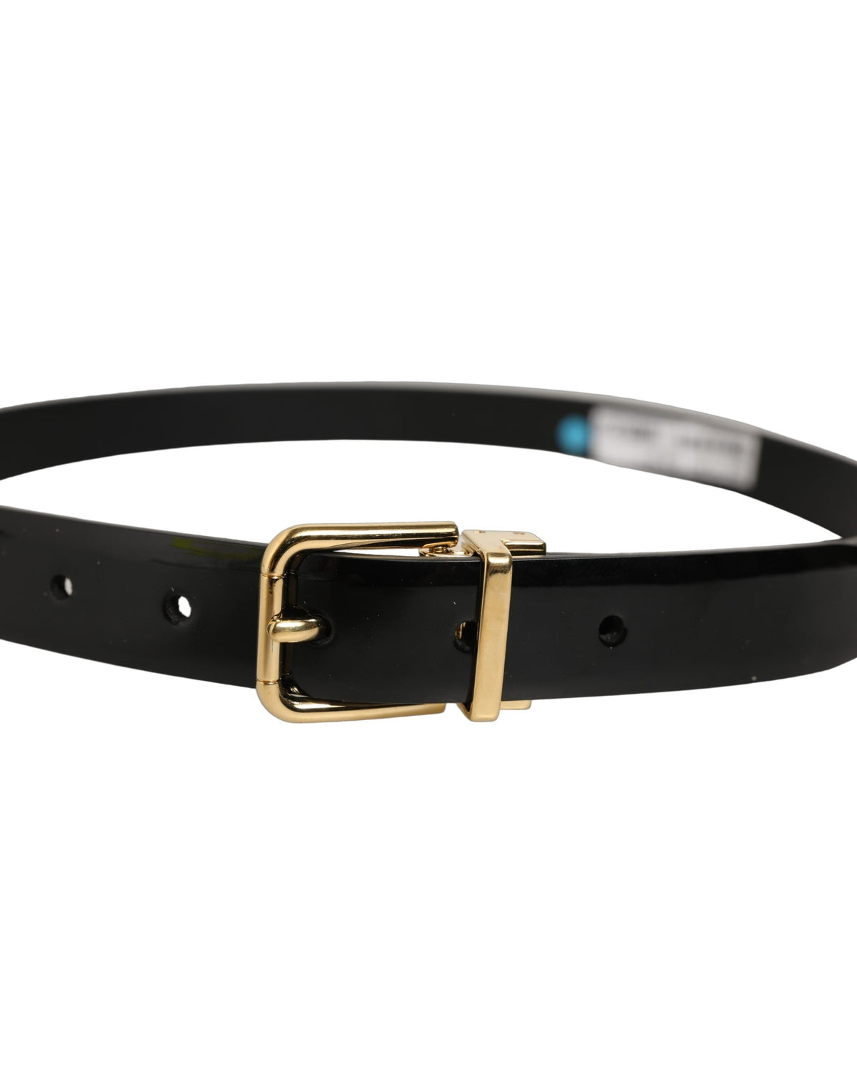 Dolce & Gabbana Black Classic Leather Gold Tone Buckle Belt for Men