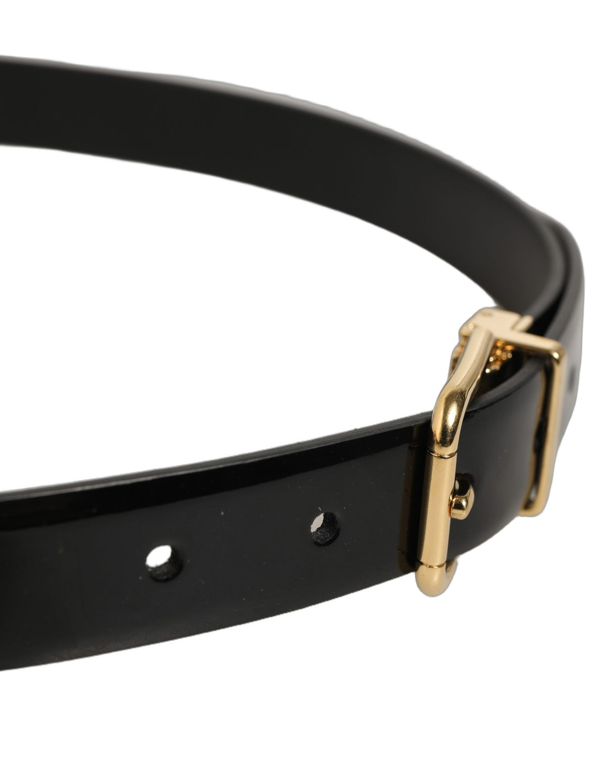 Dolce & Gabbana Black Classic Leather Gold Tone Buckle Belt for Men