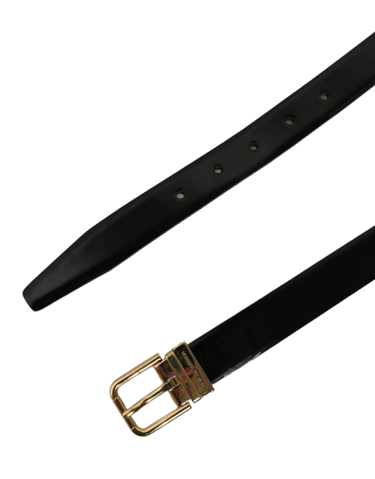 Dolce & Gabbana Black Classic Leather Gold Tone Buckle Belt for Men