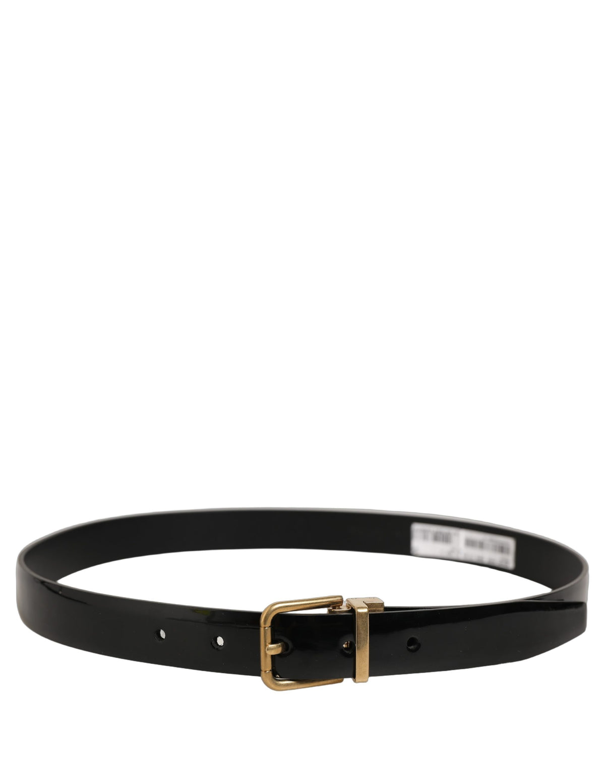Dolce & Gabbana Black Classic Leather Gold Tone Buckle Belt for Men